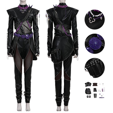 Deluxe Kpop Demon Hunters Rumi Combat Cosplay Costume Black Leather Halloween Suit Becostume
